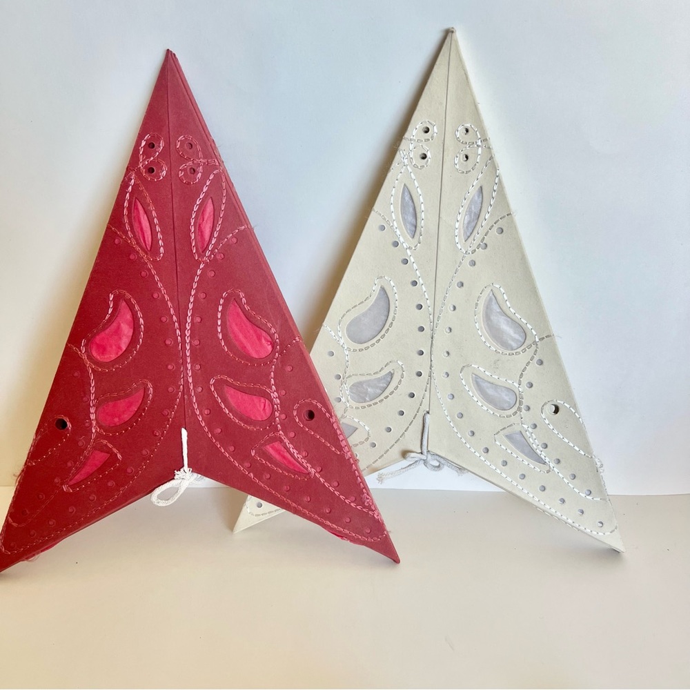 Indian paper lantern lamp stars red and white